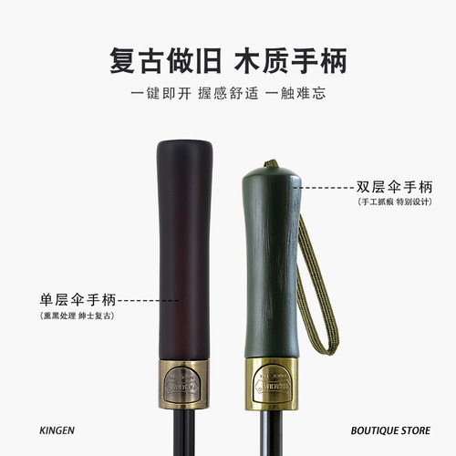双人超大号英伦绅士复古雨伞男士自动长直木柄结实抗风高端黑色伞