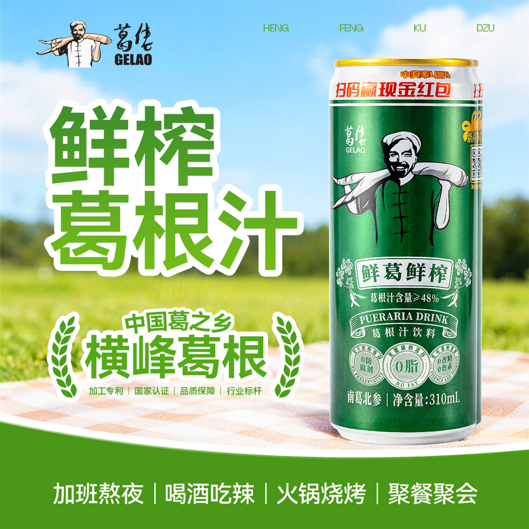葛佬鲜榨葛根汁310m*1罐