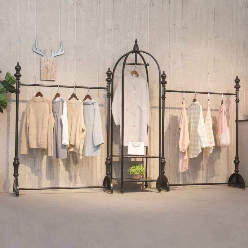 铁艺服装展示架复古组合男女装服装店衣架展示架挂衣服陈列货架子