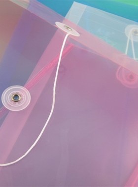 A4/FC透明档案袋 塑料文件袋F118 立体大容量资料袋 绕绳文件袋