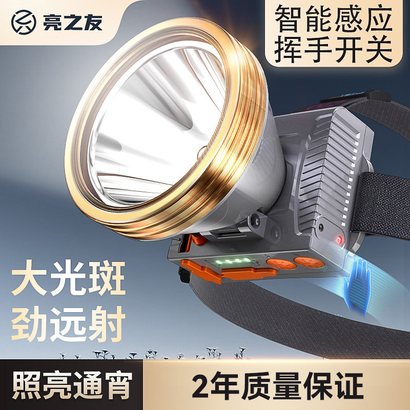 头灯强光充电超亮智能感应头灯钓鱼专用超长续航头戴户外照明头灯