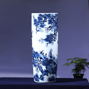 景德镇手绘陶瓷大花瓶家居客厅落地名人手绘书画字画箭筒装 饰摆件