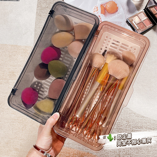 防尘美妆蛋收纳盒便携桌面粉扑化妆棉储物盒放化妆刷化妆品小盒子