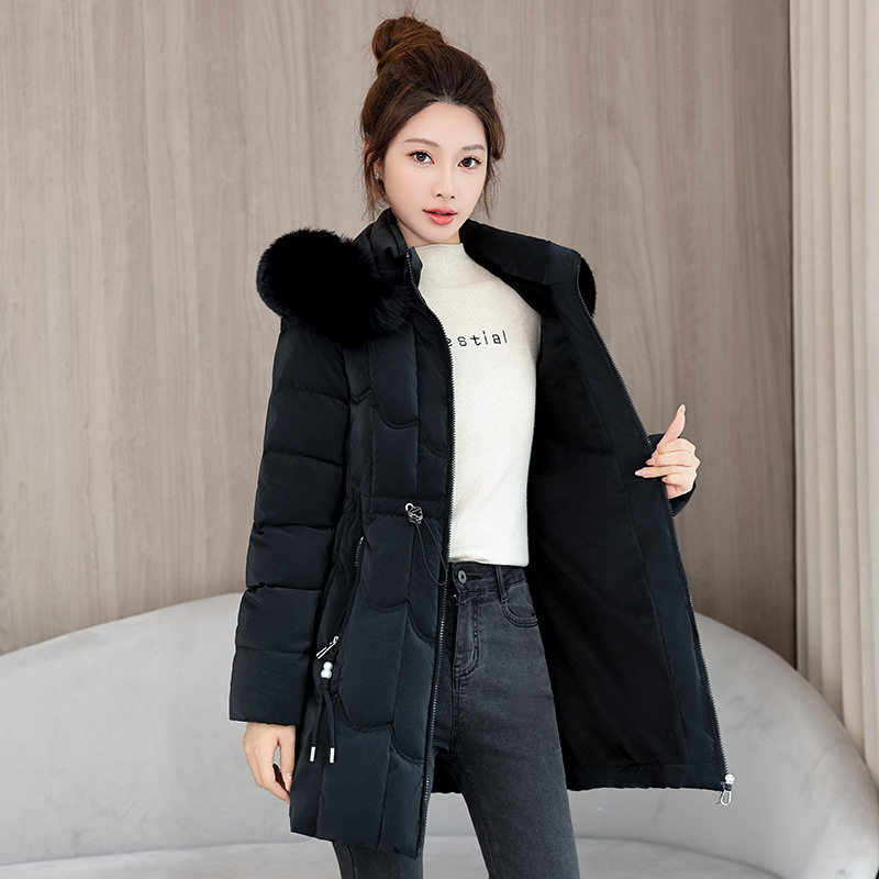新款加厚棉袄外套羽绒棉服韩版修身中长款棉衣大毛领棉袄棉服女