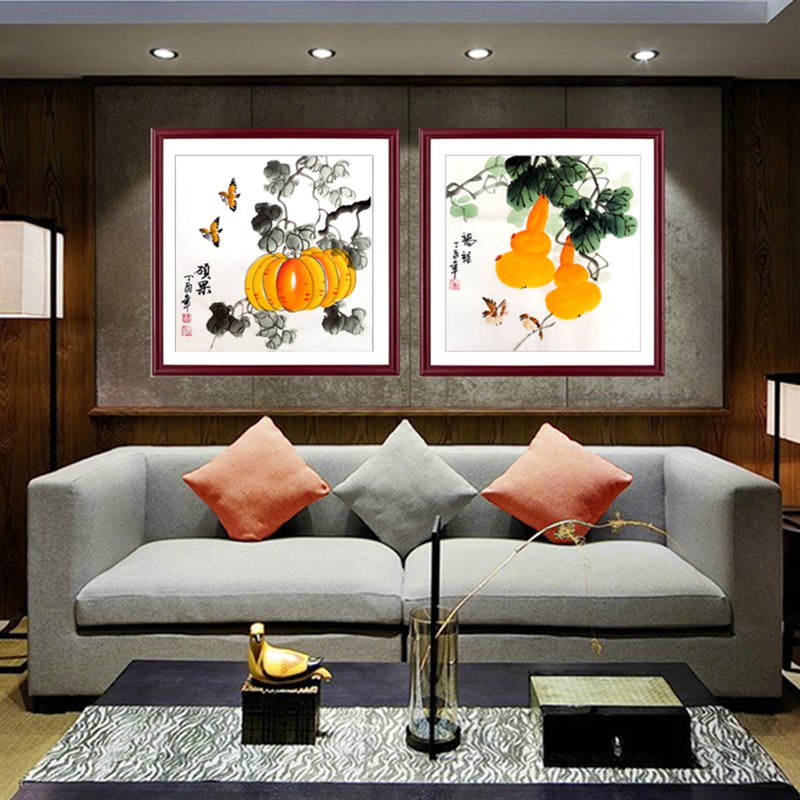 国画花鸟画纯手绘真迹小品斗方水墨画客厅办公室餐厅装饰装裱带框