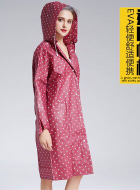 A夕雨EV天圆点水玉女点风衣式波式雨衣 新款耐污 加厚 女士雨披