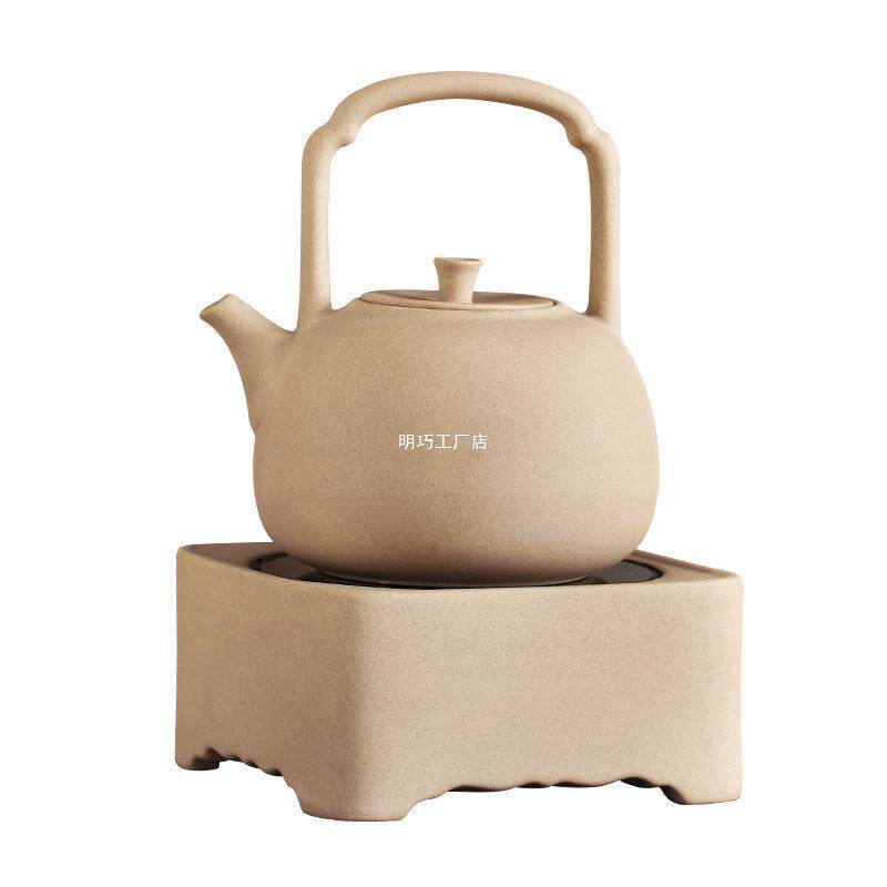 麦饭石陶壶泡茶烧水壶陶瓷黑白茶煮茶壶小型电煮茶炉复古茶具家用