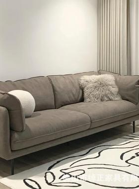 北欧表情意式简约HUG科技布布艺沙发三人四人转角羽绒褐灰色KS05