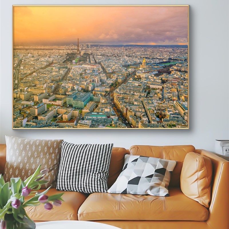 巴黎画欧洲城市风景装饰画埃菲尔铁塔挂画建筑摄影夜景壁画大尺寸