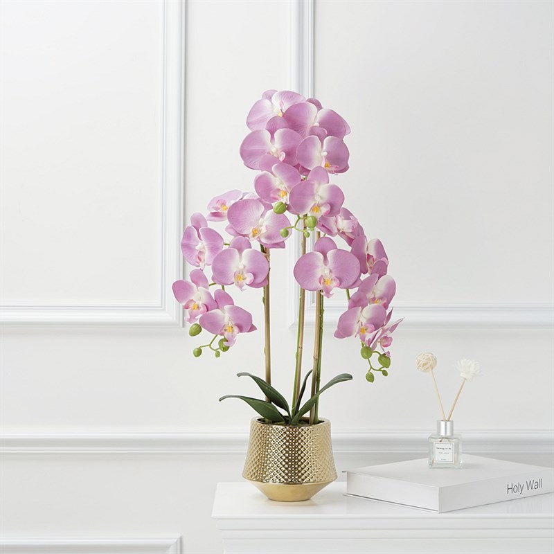 蝴蝶兰仿盆花真景套装客装假花摆放套厅室内插花摆件玄关酒店柜台
