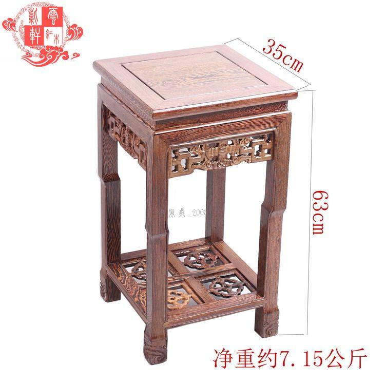 鸡厅木蝙蝠客翅花架方台红木工艺品摆几家居饰品实木花件高脚底座