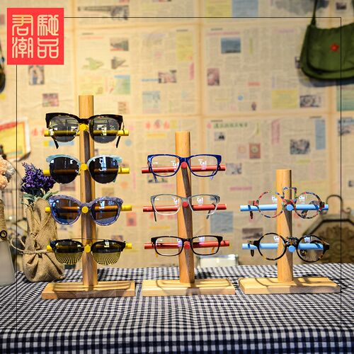 实木眼镜具陈列架眼镜快时尚示业展示道店展专架