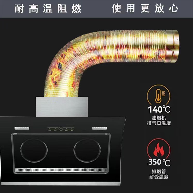 抽烟机排烟管加排纯铝耐高温厚烟软管厨件排风管子配房加厚防抖管