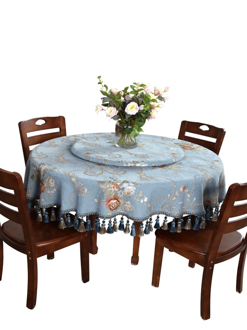 高档欧式长桌圆形桌布餐桌家用餐伸缩折叠圆椭台布布艺可桌布定制