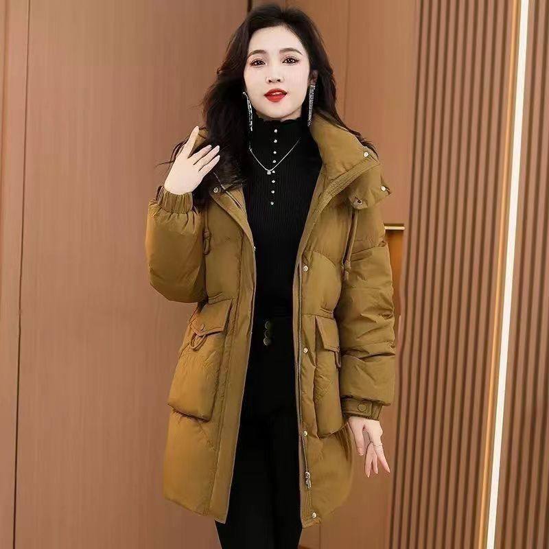 羽绒棉服女中长款宽松流行收腰显瘦棉衣2024冬季棉袄妈妈外套