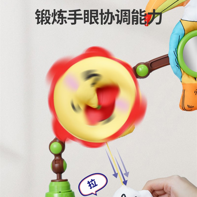 婴ollybab新j儿床挂件可夹床铃多功能y生宝宝悬挂式推车音乐玩具