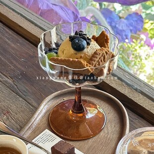 法式 花瓣高脚杯小众高颜值起泡香槟杯红酒杯玻璃雪糕杯甜品杯子