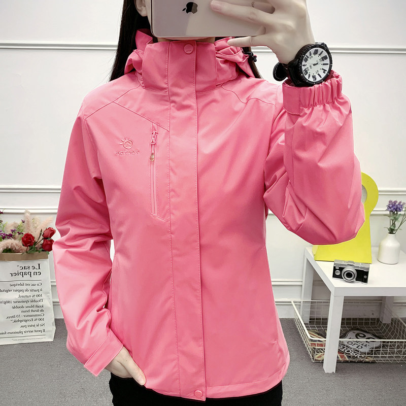 探拓三合一冲锋衣男女防水挡风秋冬户外登山套装加绒可拆卸两件套