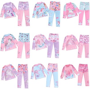 2件套防晒冲浪泳装 新款 长裤 女连体长袖 中大童女童游泳衣 儿童泳衣