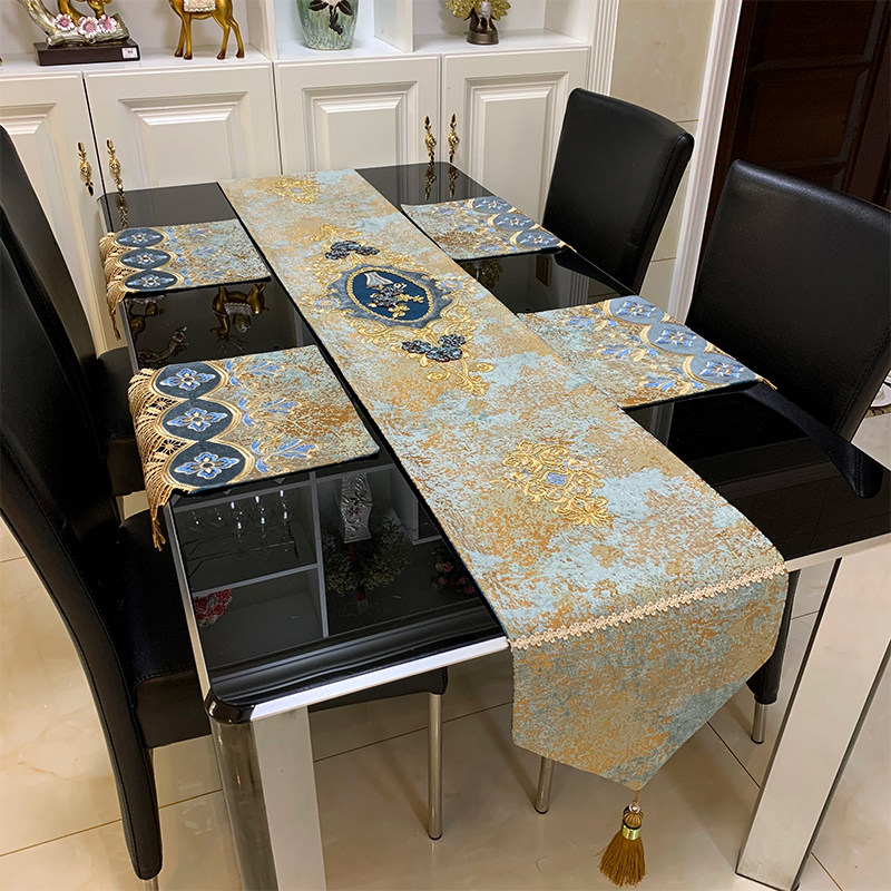 美式餐桌旗布欧式刺绣茶几旗布简约北欧电视柜斗柜盖布
