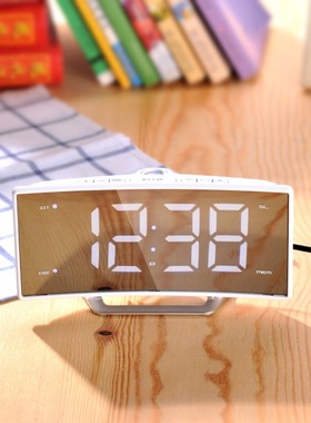 NiD卧室静音闹钟创意个性台钟多功能充电学生收音机投影电子时钟