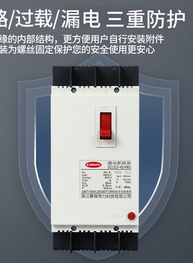 漏电保护器DZ15线E-100A 3901 4901工地箱 三相四L塑壳电漏断路器