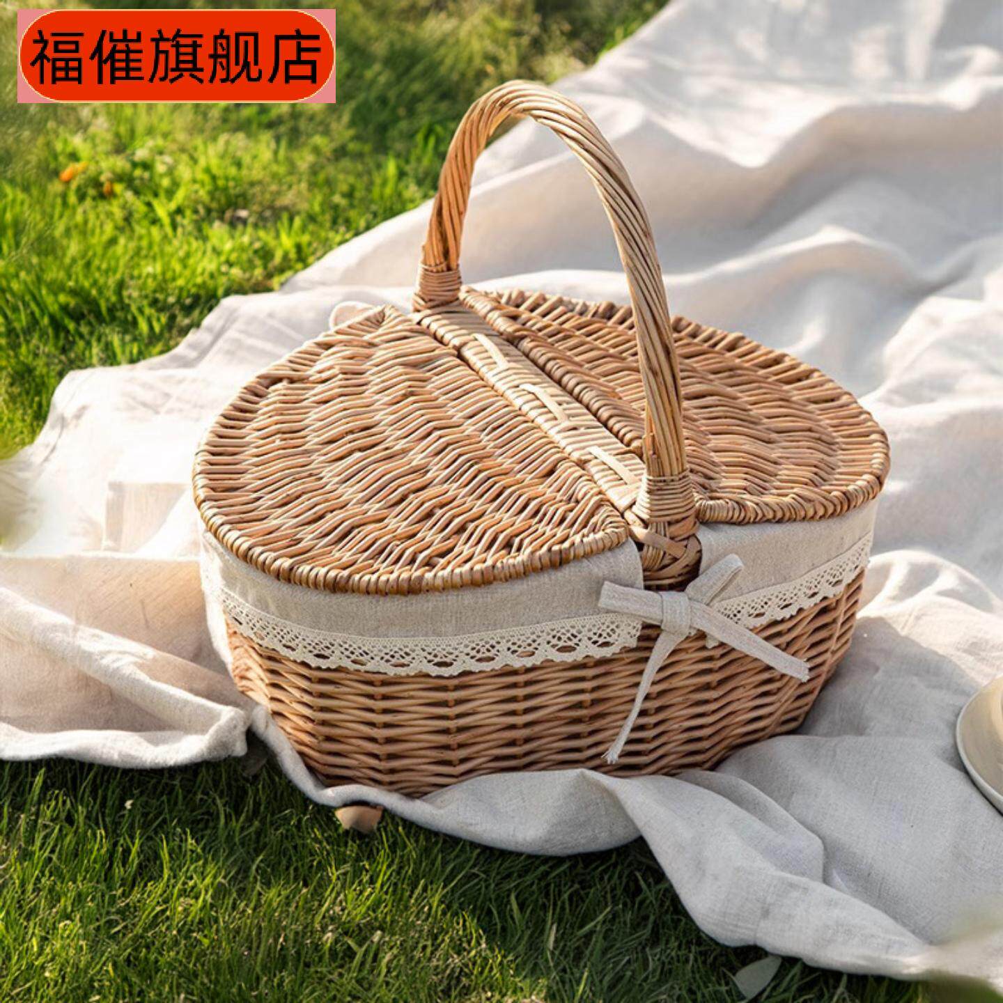 柳藤编手提篮子鸡蛋果篮礼品筐带