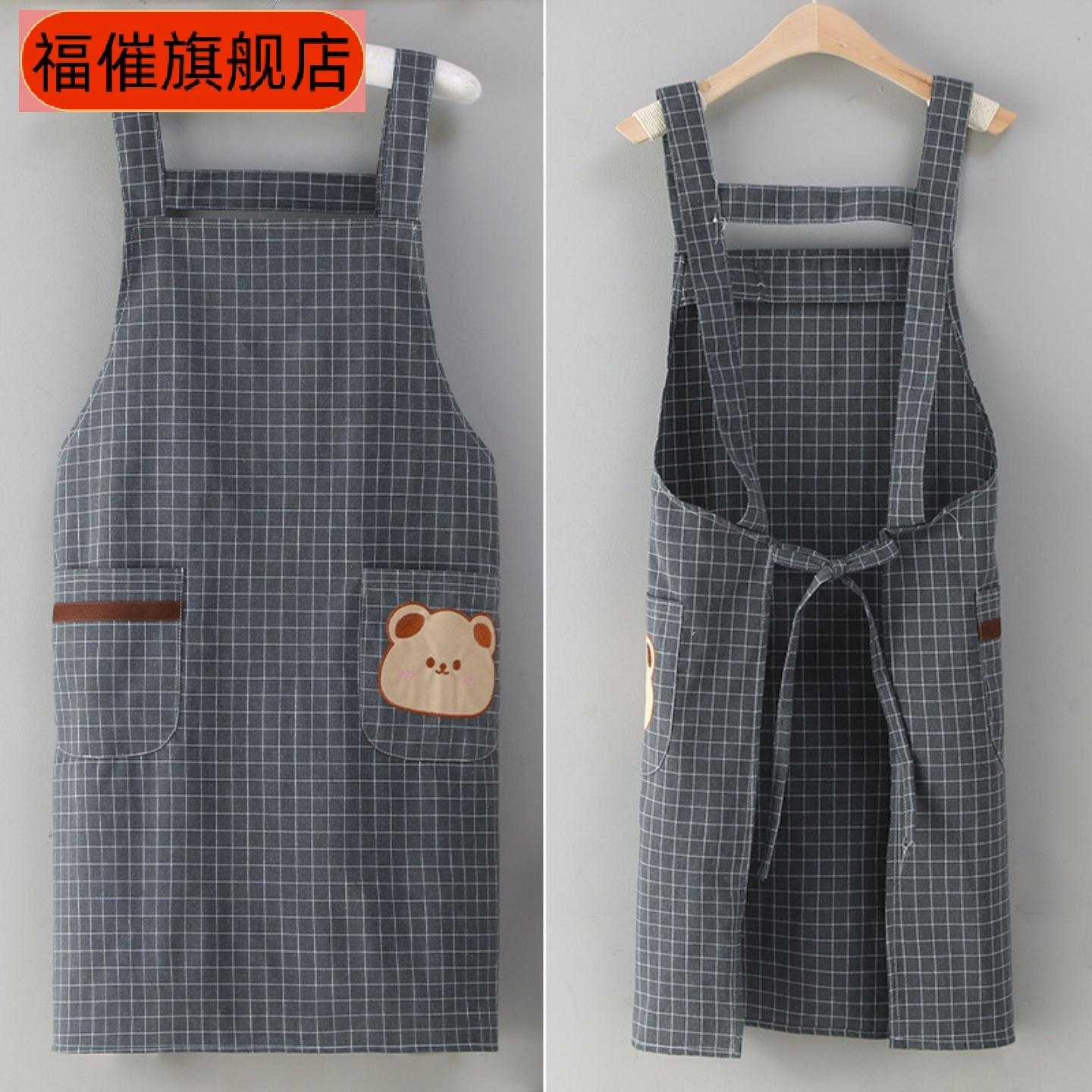 涤棉帆布厨房围裙女韩版可爱餐厅