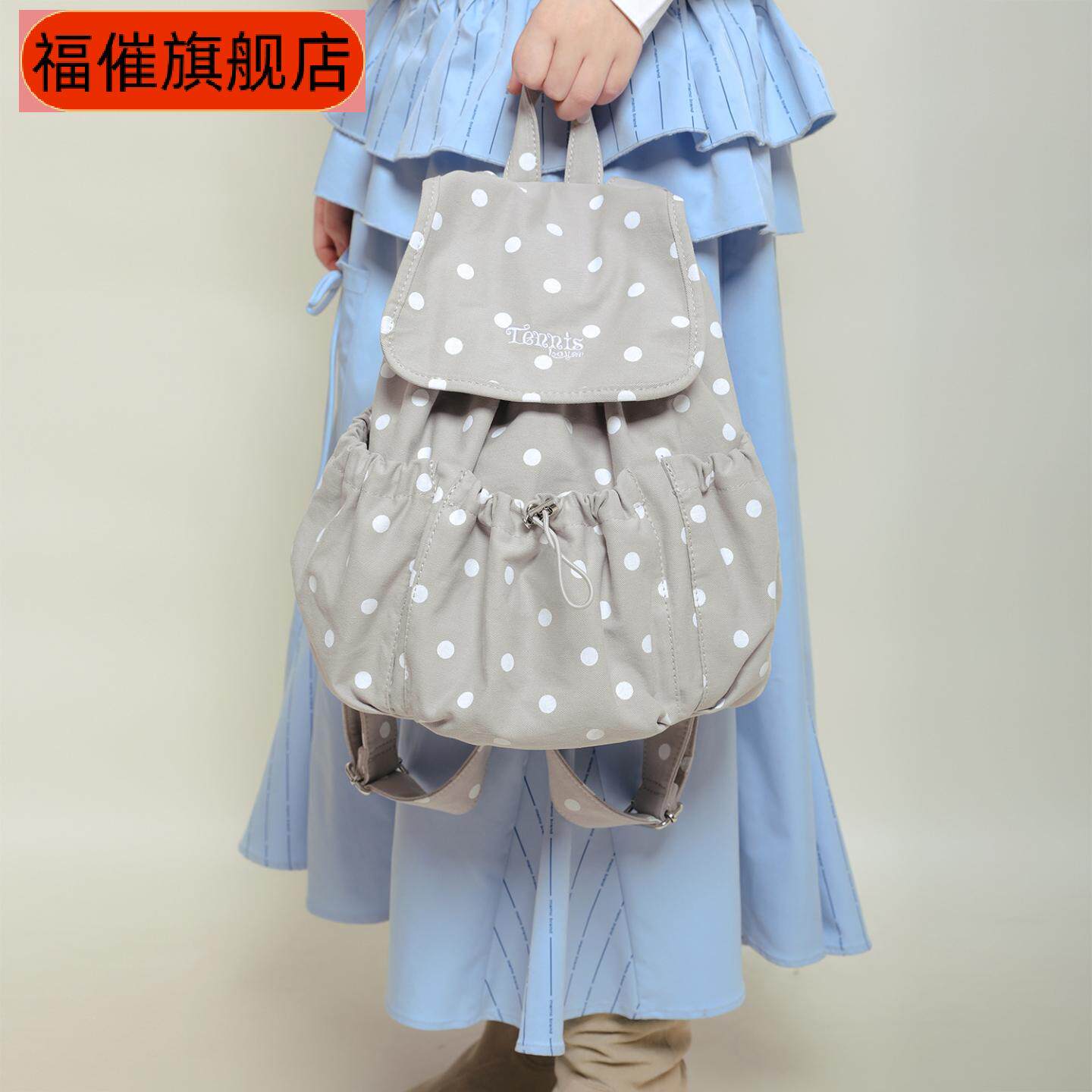豹纹双肩包韩系牛仔帆布书包女
