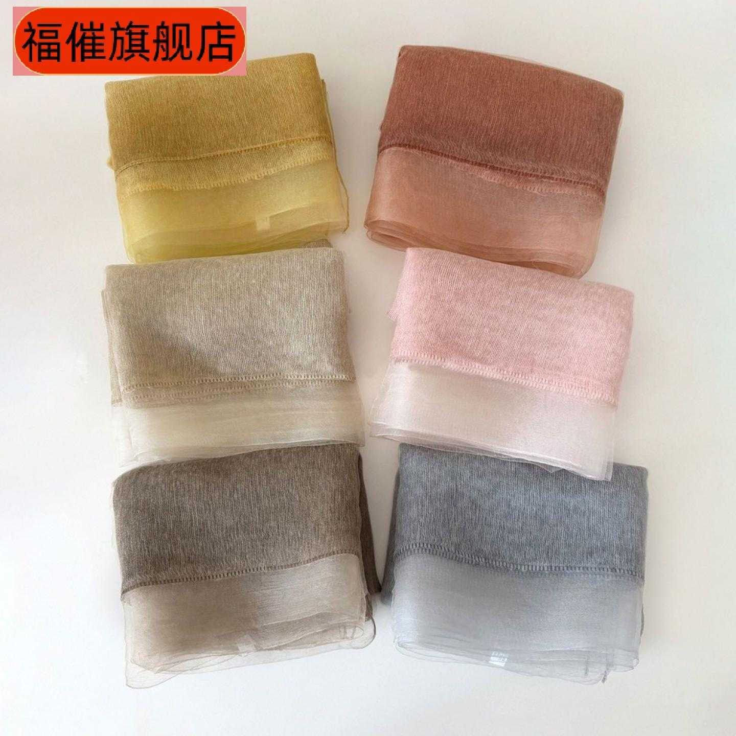 韩系松弛感薄款真丝混纺围巾春款双层欧根纱丝巾百搭保暖披肩