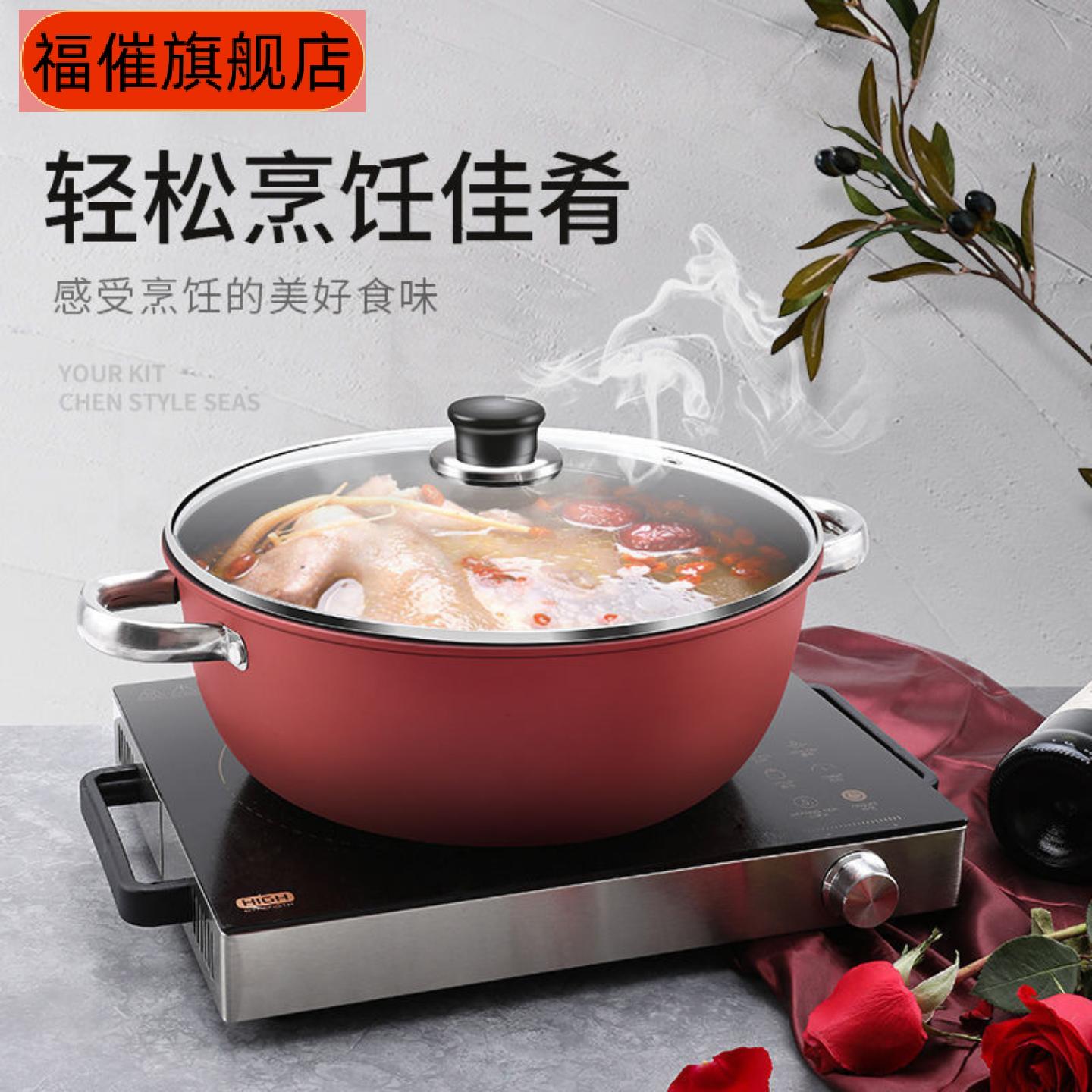 汤锅不粘加厚双耳蒸炖锅家用宿舍