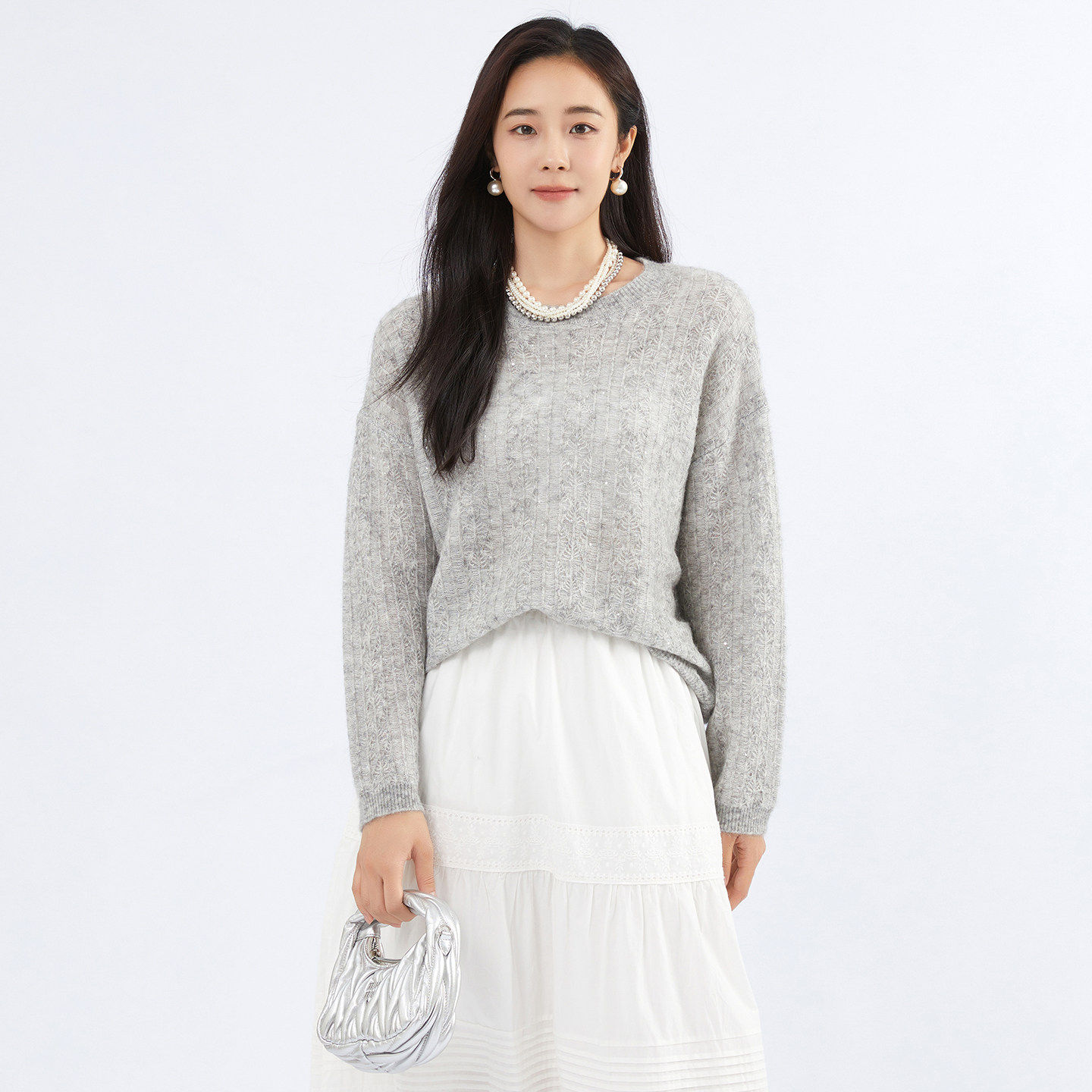 阅涵圆领经典套头毛针织衫2026春季新款通勤宽松时尚上衣装