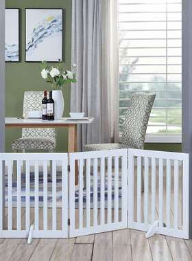 立式木制宠物围栏密度板白色可折叠宠物狗门狗狗围栏