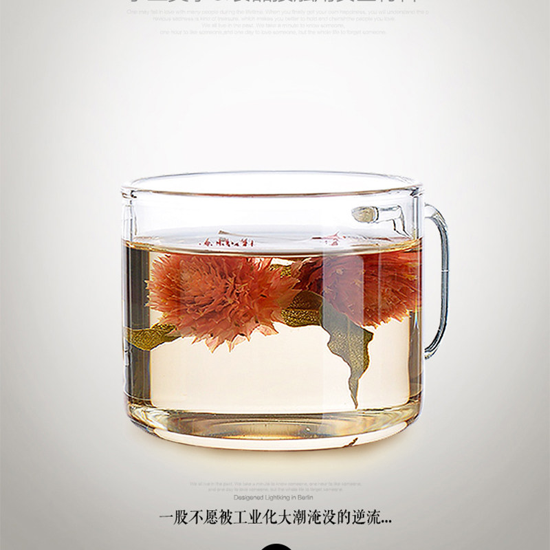 玻璃小品杯带把茶杯耐热透明创意水杯功夫茶具配件花茶杯 四只装