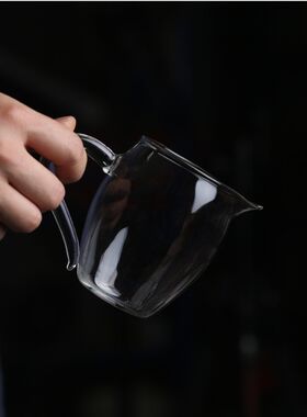 玲珑玻璃公道杯耐高温耐热高硼硅加厚把手草堂分茶器公壶煮茶加热