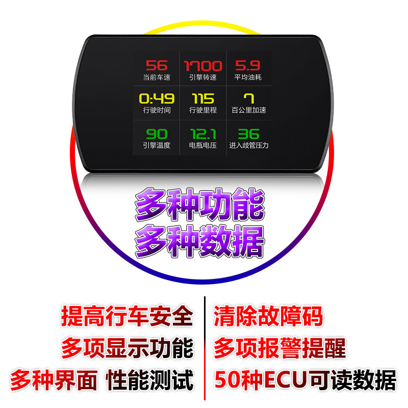 汽车多功能赛车仪表改装 OBD转速表油耗水温表机油涡轮压力表通用
