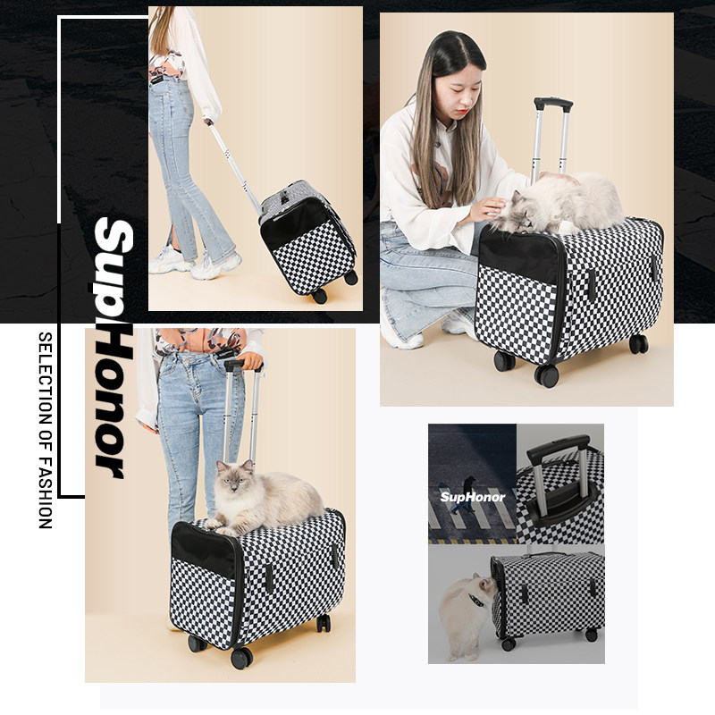 宠物拉杆箱包空箱猫李外出狗笼猫笼行航箱拉杆包出游推拉车