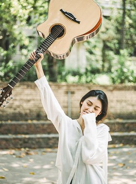 蚂蚁吉他GA15及R2初学入门单板云杉玫瑰木民谣吉他 GAC桶型