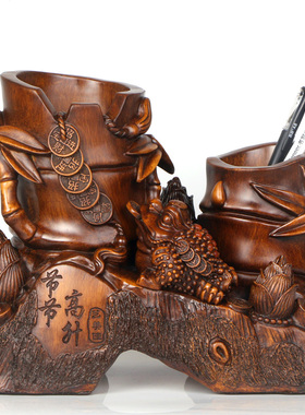 创意实用招财商务礼品节节高升金蟾摆件笔筒送老师领导办公室摆件