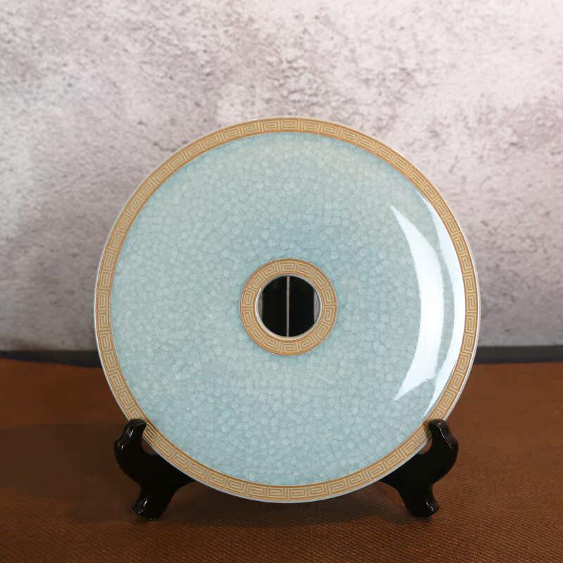 汝瓷和氏璧摆件家居玄关饰品汝窑平安扣陶瓷酒柜装饰送礼礼盒乔迁