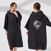 速干浴袍浴巾拉链开衫 便携斗篷海边外套带帽沙滩换衣浴袍游泳罩衣