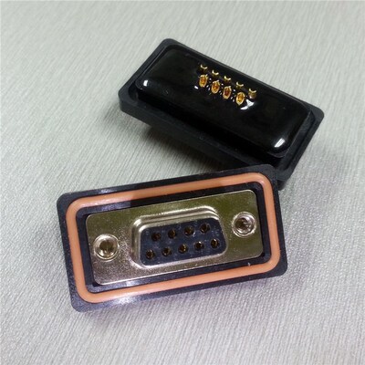 供应D-SUB防水焊线DB9P母座插头矩形RS232串口孔座防水母头连接器