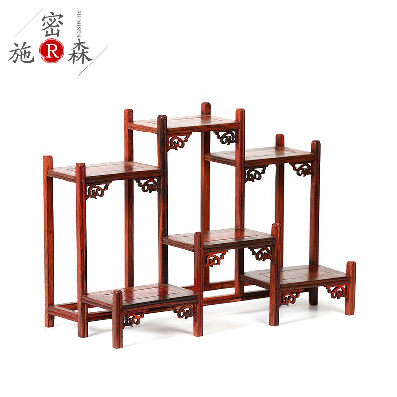 红木小型博古架红色紫砂壶架茶具架子红酸枝实木托架多宝阁架底座