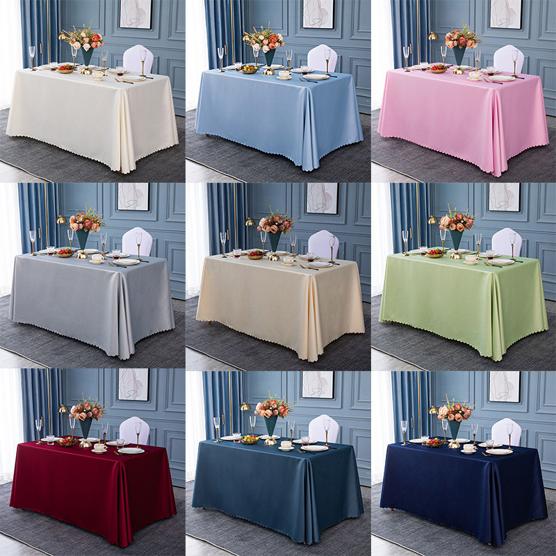 定制会议桌布长方形布艺高级感缎面纯色活动办公台布白色加厚桌套