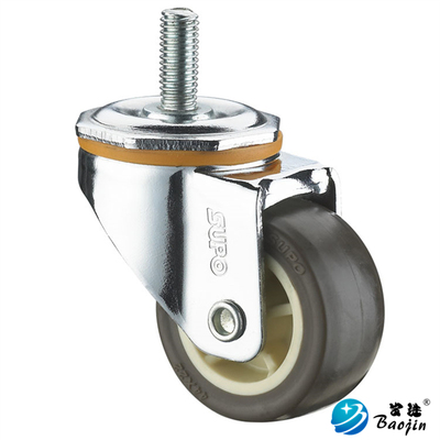 SUPO向荣脚轮1.5寸丝杆M6橡胶万向轮螺杆6MM超静音花货架轮2寸M8