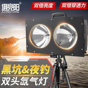 俱竞阳12V双头氙气钓鱼灯黑坑野钓专用诱鱼大功率夜钓灯强光远射