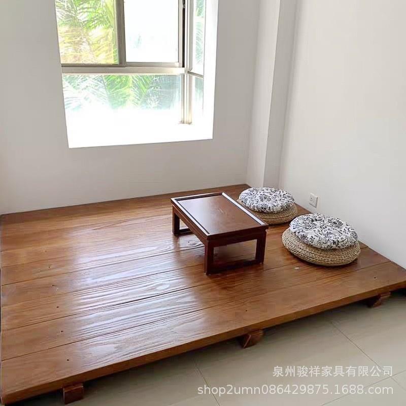日式榻榻米实木地铺床简约民宿原木地台床客厅阳台休闲落地飘窗台