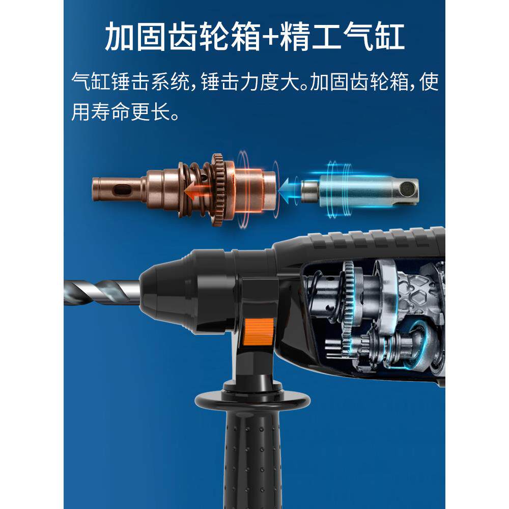 普力捷电锤电镐电钻三功能混凝土冲击钻多功能大功率轻型电锤家用