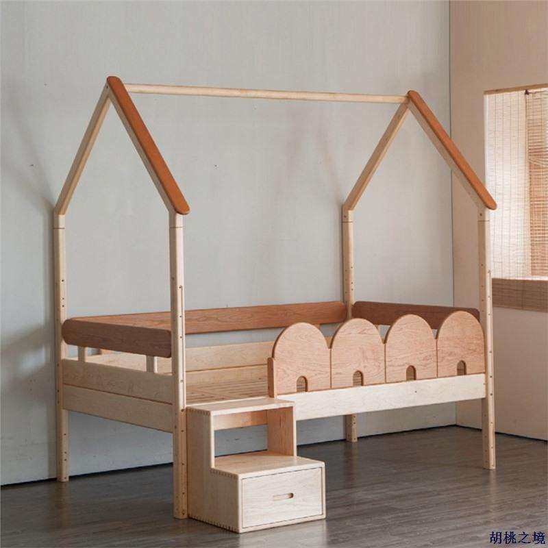 北美硬枫木樱桃木儿童半高床实木公主床城堡飞屋床上下子母儿童床