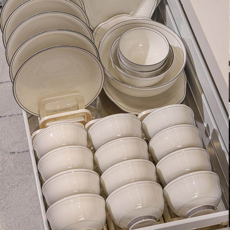 釉下彩轻奢陶瓷餐具碟套装家用简约饭碗纯白厨具盘子碗全套